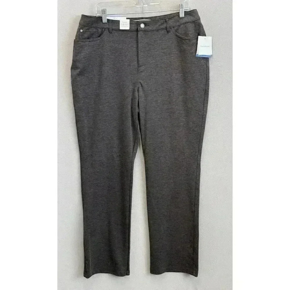 Croft‎ Barrow Women's 16 Dark Gray Heather Classic Fit Straight Leg Slack Pants - Picture 1 of 8